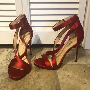 Red Satin Heels